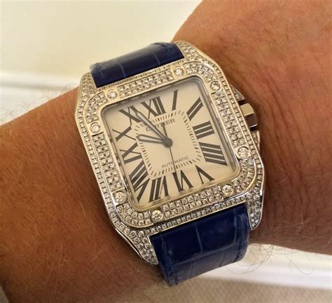 cartier santos 100 black diamonds|cartier santos 100 diamond bezel.